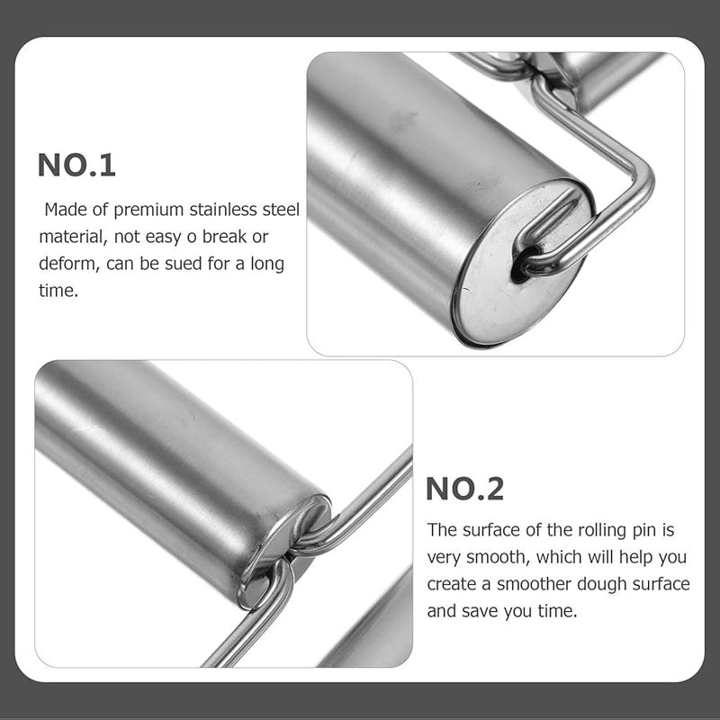 Stainless Steel Rolling Pin Double Ended Dough Roller 155g for Baking Noodles - Image 4